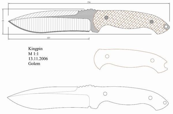 Кунай: четреж и размер ножа для метания
